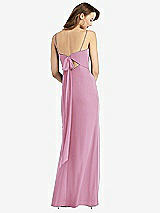 Alt View 3 Thumbnail - Powder Pink Tie-Back Cutout Trumpet Gown with Front Slit