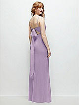 Alt View 1 Thumbnail - Pale Purple Tie-Back Cutout Trumpet Gown with Front Slit