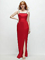 Front View Thumbnail - Parisian Red Tie-Back Cutout Trumpet Gown with Front Slit