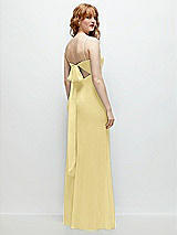 Alt View 1 Thumbnail - Pale Yellow Tie-Back Cutout Trumpet Gown with Front Slit