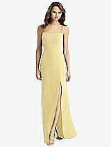 Alt View 2 Thumbnail - Pale Yellow Tie-Back Cutout Trumpet Gown with Front Slit