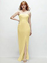 Front View Thumbnail - Pale Yellow Tie-Back Cutout Trumpet Gown with Front Slit