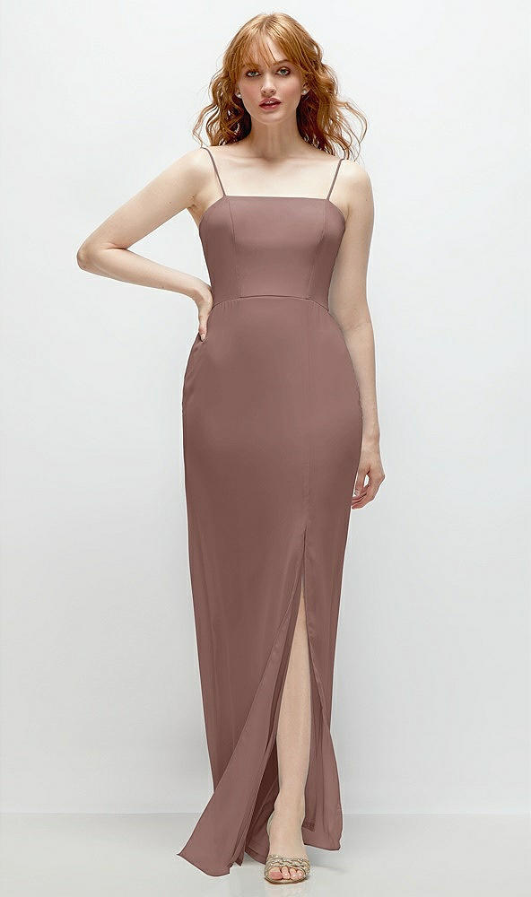 Front View - Sienna Tie-Back Cutout Trumpet Gown with Front Slit