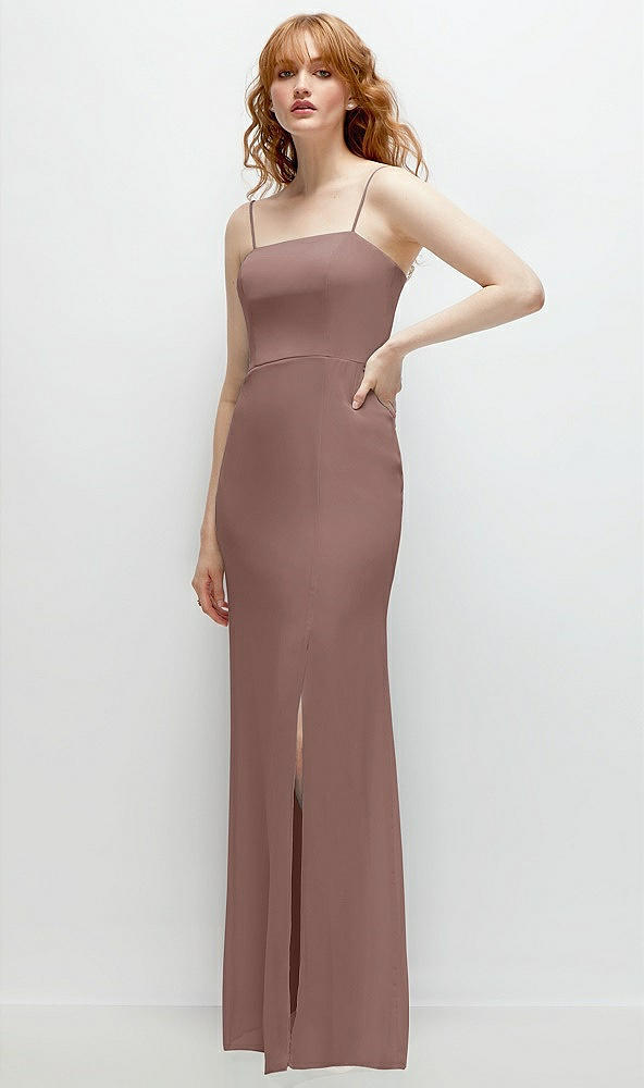 Back View - Sienna Tie-Back Cutout Trumpet Gown with Front Slit