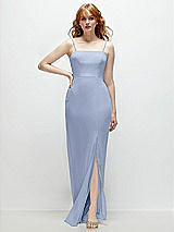 Front View Thumbnail - Sky Blue Tie-Back Cutout Trumpet Gown with Front Slit