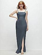 Front View Thumbnail - Silverstone Tie-Back Cutout Trumpet Gown with Front Slit