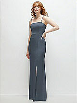 Rear View Thumbnail - Silverstone Tie-Back Cutout Trumpet Gown with Front Slit