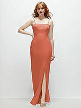 Front View Thumbnail - Terracotta Copper Tie-Back Cutout Trumpet Gown with Front Slit