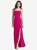 Alt View 2 Thumbnail - Think Pink Tie-Back Cutout Trumpet Gown with Front Slit