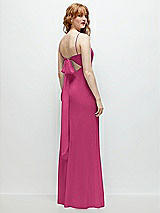 Alt View 1 Thumbnail - Tea Rose Tie-Back Cutout Trumpet Gown with Front Slit