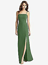 Alt View 2 Thumbnail - Vineyard Green Tie-Back Cutout Trumpet Gown with Front Slit