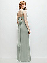 Alt View 1 Thumbnail - Willow Green Tie-Back Cutout Trumpet Gown with Front Slit