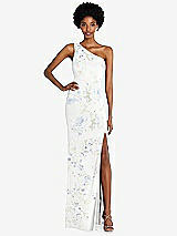 Front View Thumbnail - Bleu Garden One-Shoulder Chiffon Trumpet Gown