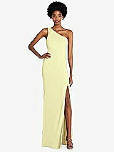 Front View Thumbnail - Butter Yellow One-Shoulder Chiffon Trumpet Gown