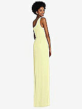 Rear View Thumbnail - Butter Yellow One-Shoulder Chiffon Trumpet Gown