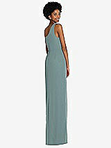 Rear View Thumbnail - Icelandic One-Shoulder Chiffon Trumpet Gown