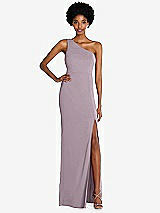 Front View Thumbnail - Lilac Dusk One-Shoulder Chiffon Trumpet Gown