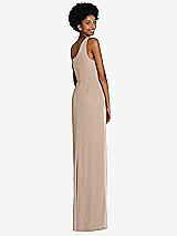 Rear View Thumbnail - Topaz One-Shoulder Chiffon Trumpet Gown