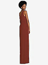 Rear View Thumbnail - Auburn Moon One-Shoulder Chiffon Trumpet Gown