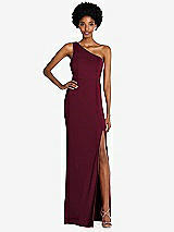 Front View Thumbnail - Cabernet One-Shoulder Chiffon Trumpet Gown