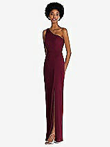 Side View Thumbnail - Cabernet One-Shoulder Chiffon Trumpet Gown