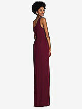 Rear View Thumbnail - Cabernet One-Shoulder Chiffon Trumpet Gown