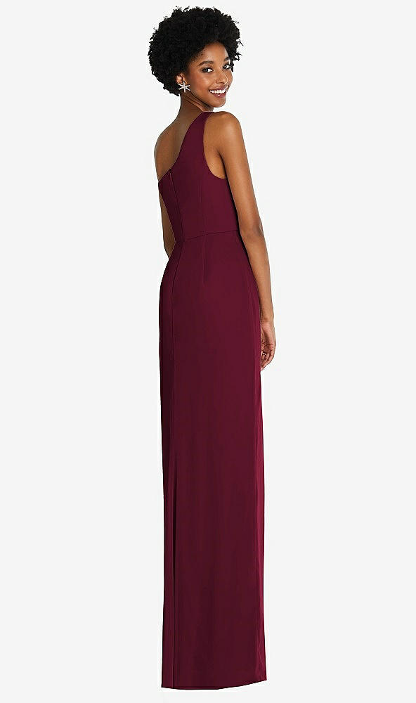 Back View - Cabernet One-Shoulder Chiffon Trumpet Gown