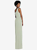 Rear View Thumbnail - Celadon One-Shoulder Chiffon Trumpet Gown