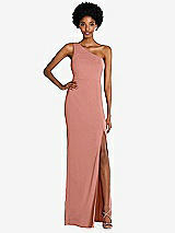 Front View Thumbnail - Desert Rose One-Shoulder Chiffon Trumpet Gown