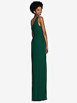 Rear View Thumbnail - Hunter Green One-Shoulder Chiffon Trumpet Gown