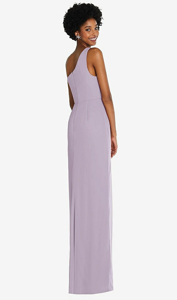 Back View - Lilac Haze One-Shoulder Chiffon Trumpet Gown