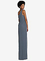 Rear View Thumbnail - Silverstone One-Shoulder Chiffon Trumpet Gown