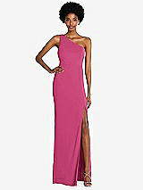 Front View Thumbnail - Tea Rose One-Shoulder Chiffon Trumpet Gown