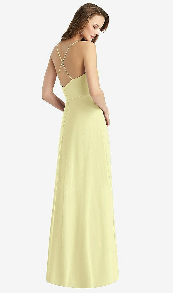 Back View - Butter Yellow Cowl Neck Criss Cross Back Maxi Dress