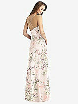 Rear View Thumbnail - Blush Garden Cowl Neck Criss Cross Back Maxi Dress