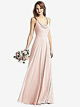 Front View Thumbnail - Blush Cowl Neck Criss Cross Back Maxi Dress