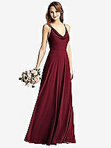 Front View Thumbnail - Burgundy Cowl Neck Criss Cross Back Maxi Dress