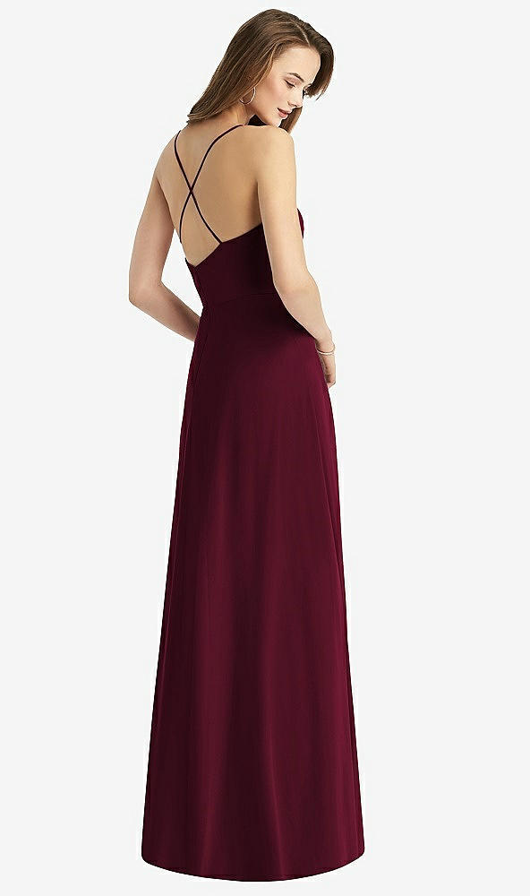 Back View - Cabernet Cowl Neck Criss Cross Back Maxi Dress