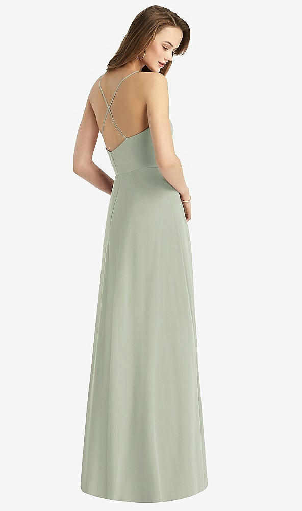 Back View - Celadon Cowl Neck Criss Cross Back Maxi Dress