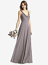 Front View Thumbnail - Cashmere Gray Cowl Neck Criss Cross Back Maxi Dress