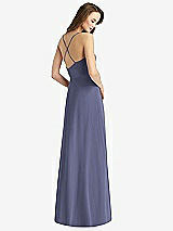 Rear View Thumbnail - French Blue Cowl Neck Criss Cross Back Maxi Dress