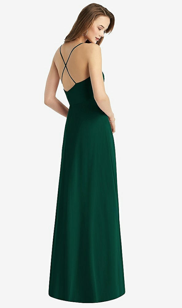 Back View - Hunter Green Cowl Neck Criss Cross Back Maxi Dress