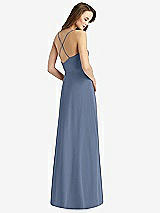 Rear View Thumbnail - Larkspur Blue Cowl Neck Criss Cross Back Maxi Dress