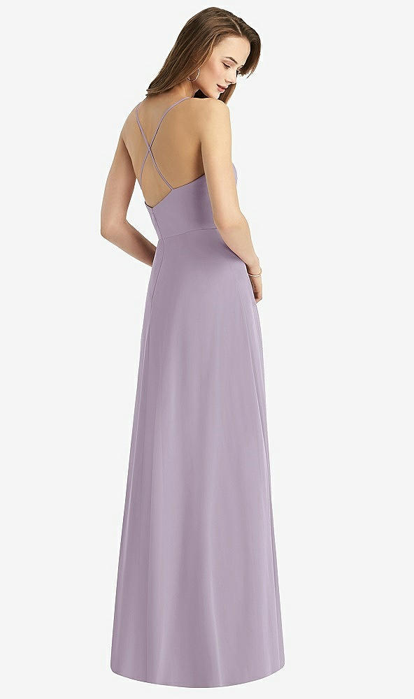 Back View - Lilac Haze Cowl Neck Criss Cross Back Maxi Dress