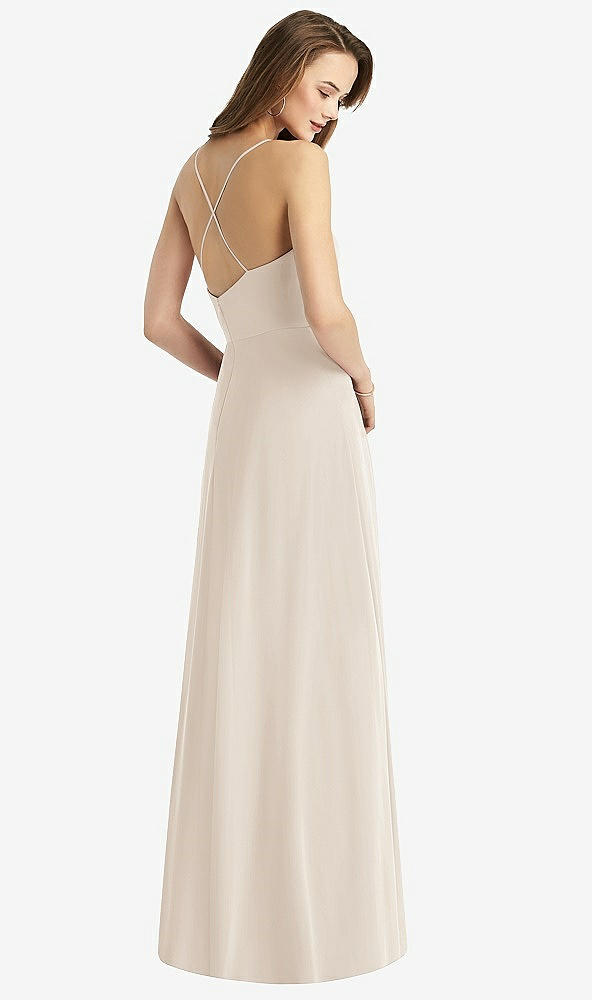 Back View - Oat Cowl Neck Criss Cross Back Maxi Dress