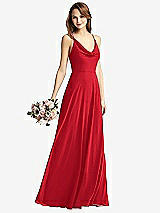 Front View Thumbnail - Parisian Red Cowl Neck Criss Cross Back Maxi Dress