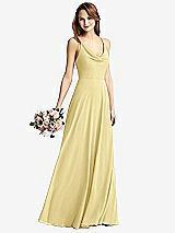 Front View Thumbnail - Pale Yellow Cowl Neck Criss Cross Back Maxi Dress