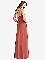 Rear View Thumbnail - Coral Pink Cowl Neck Criss Cross Back Maxi Dress