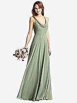 Front View Thumbnail - Sage Cowl Neck Criss Cross Back Maxi Dress