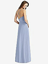 Rear View Thumbnail - Sky Blue Cowl Neck Criss Cross Back Maxi Dress